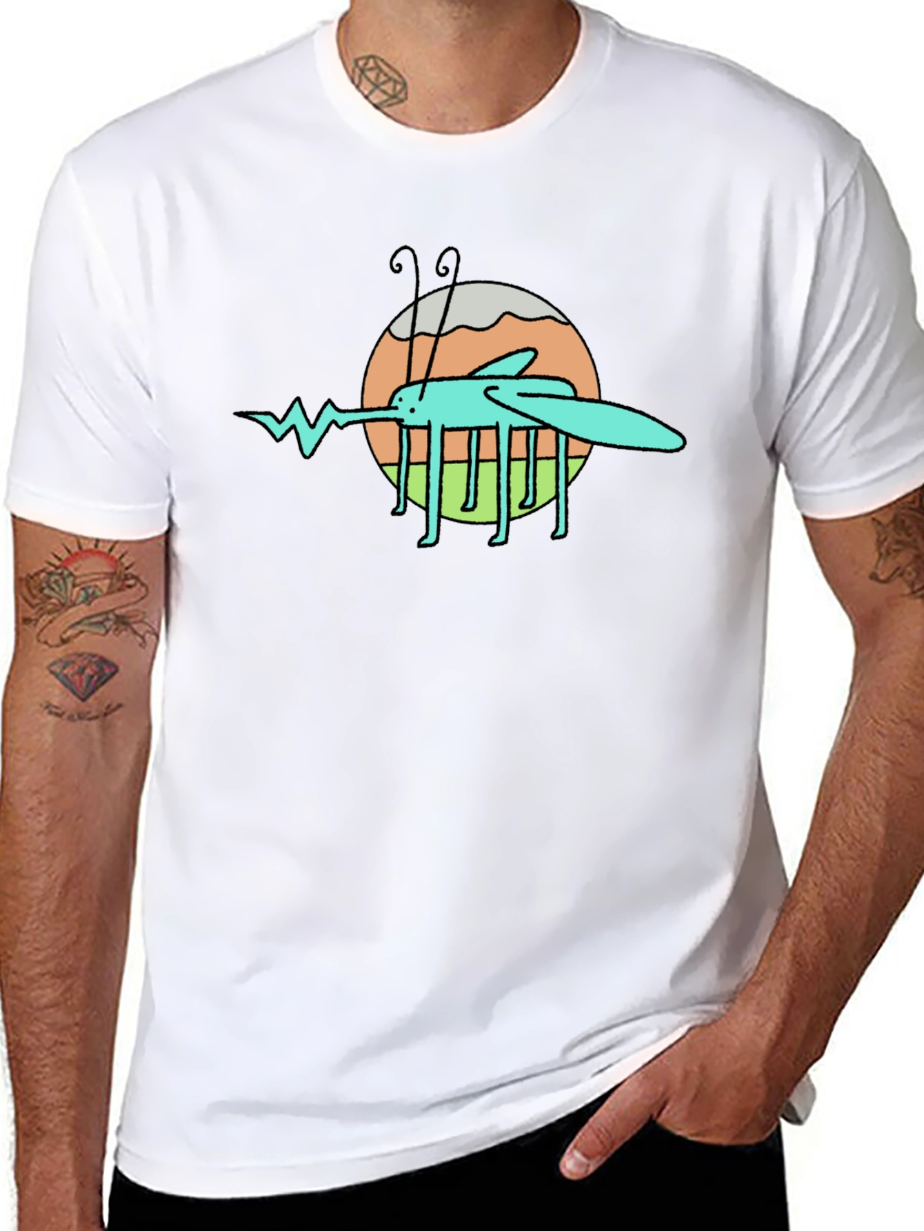 Cartoon Mosquito Graphic Black T-Shirt