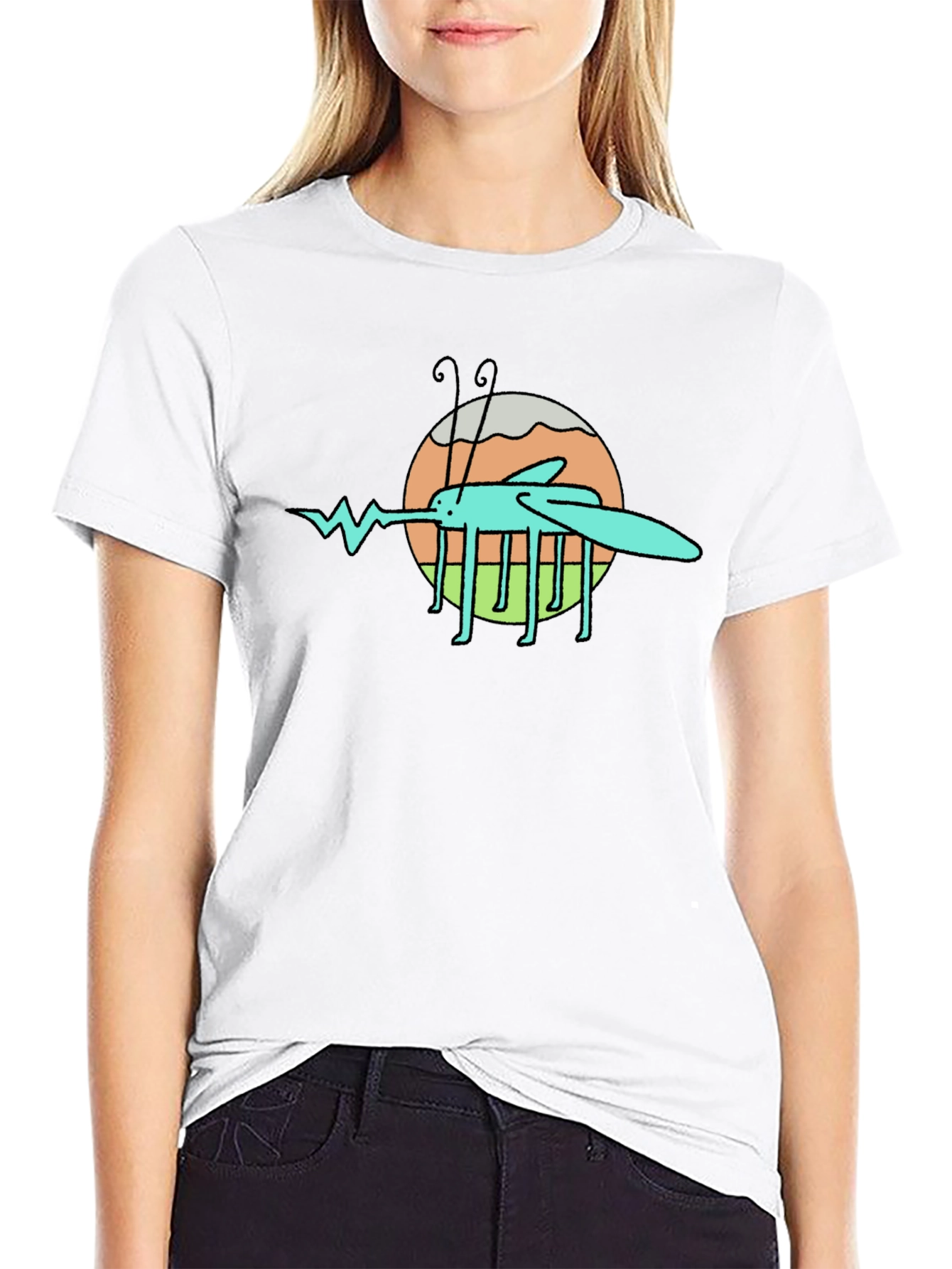 Cartoon Mosquito Graphic Black T-Shirt