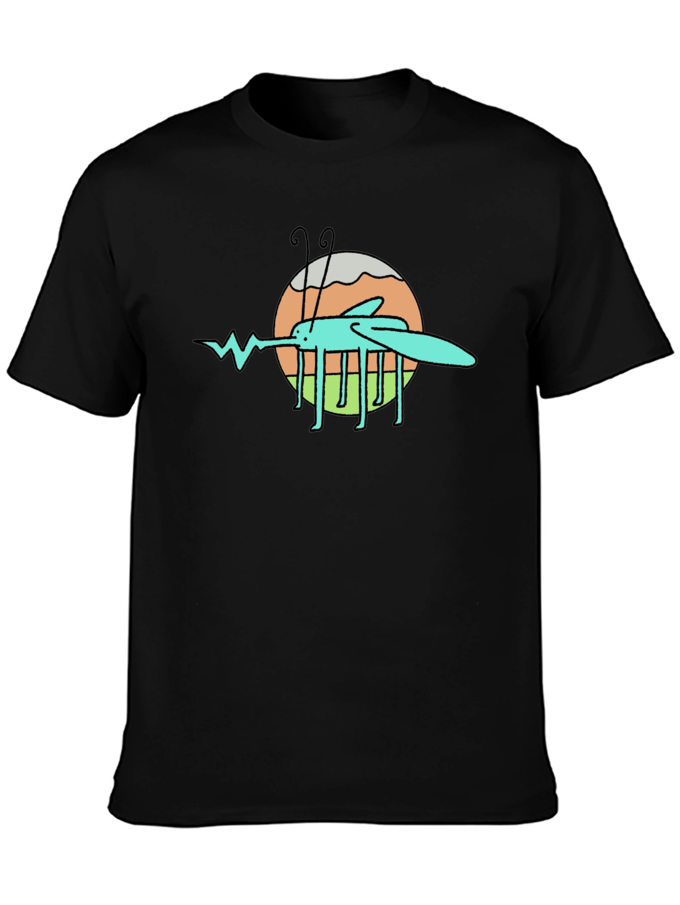 Cartoon Mosquito Graphic Black T-Shirt