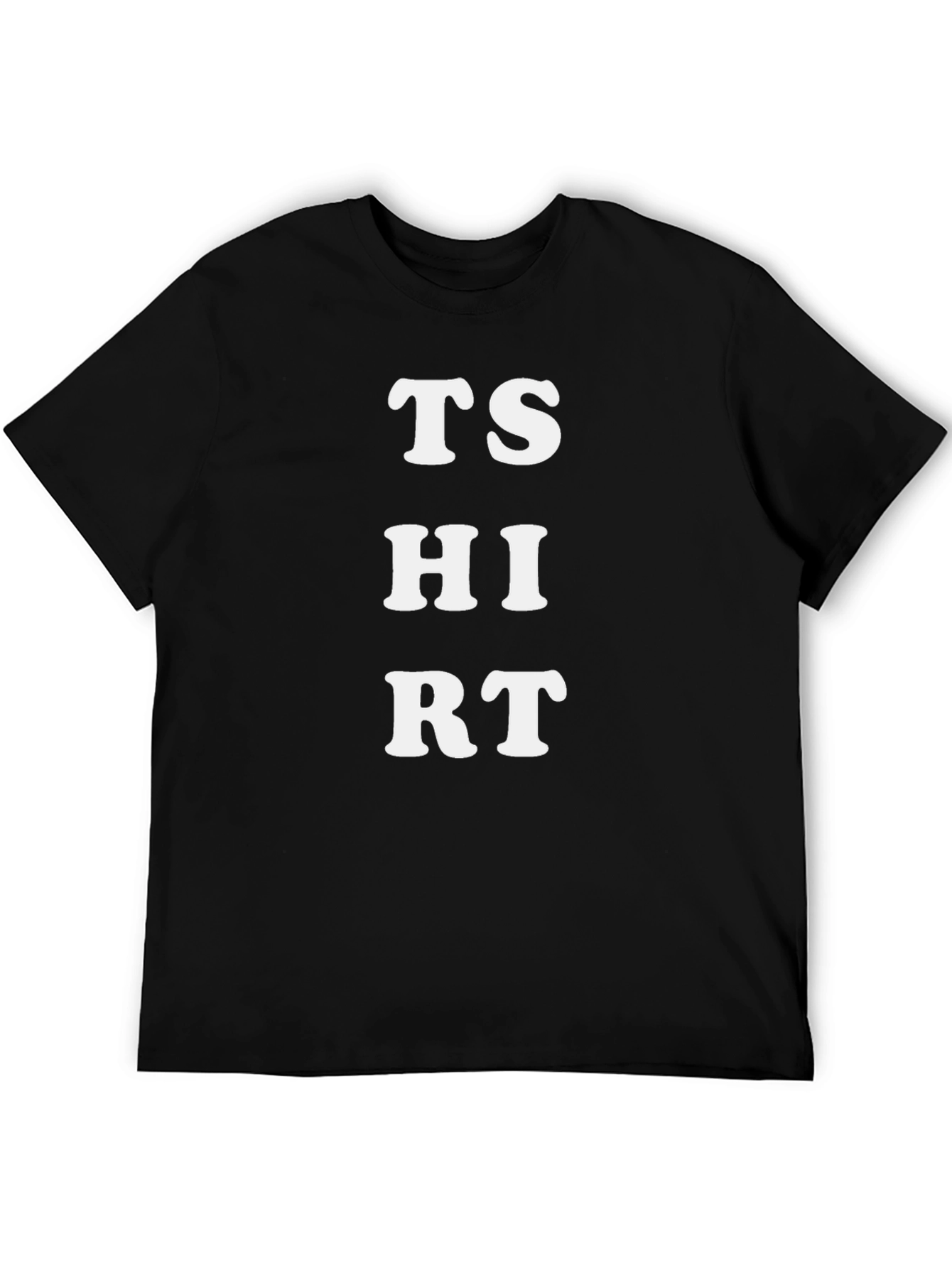 T-SHIRT Black Cotton Tee with Bold White Lettering