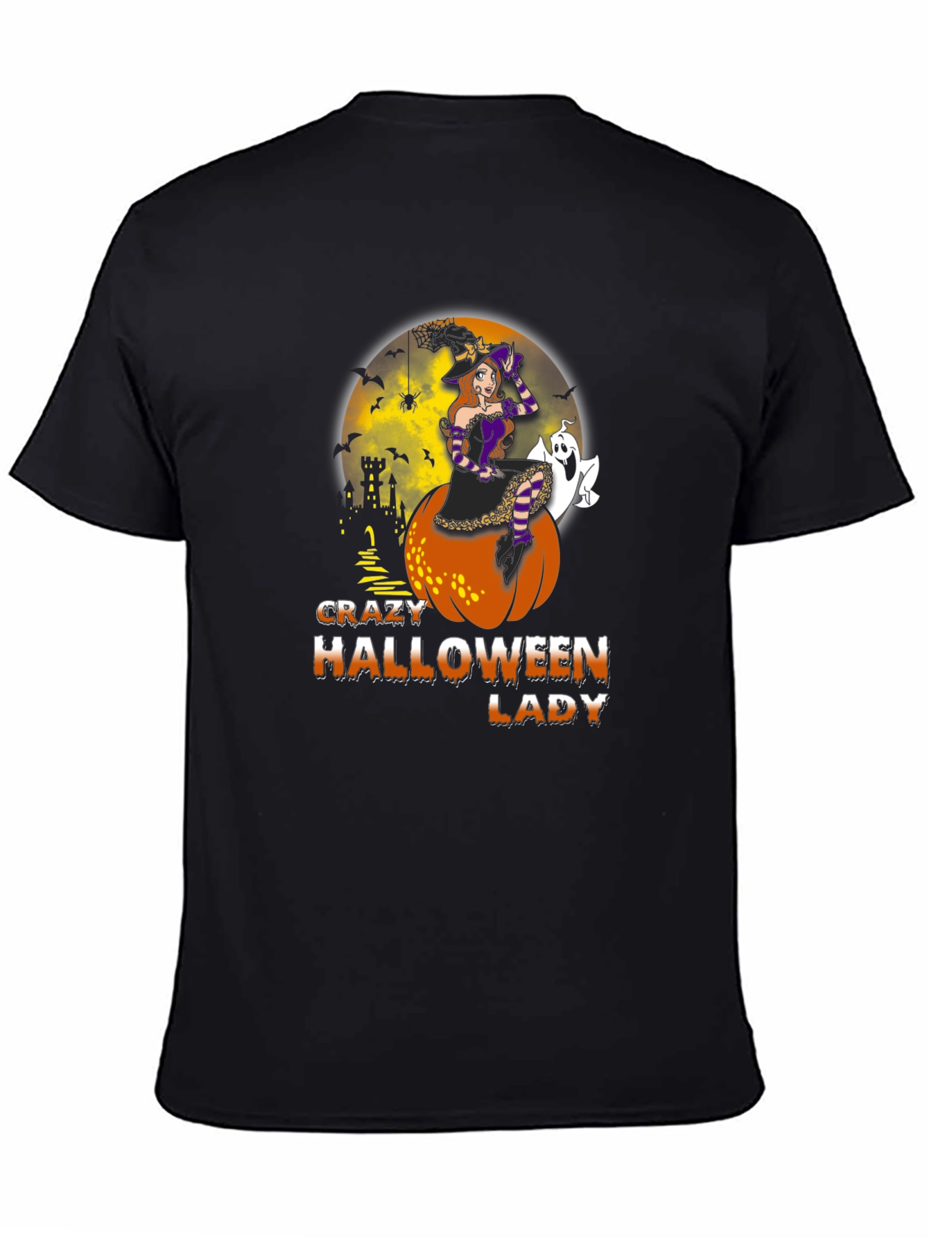Crazy Halloween Lady Graphic Tee