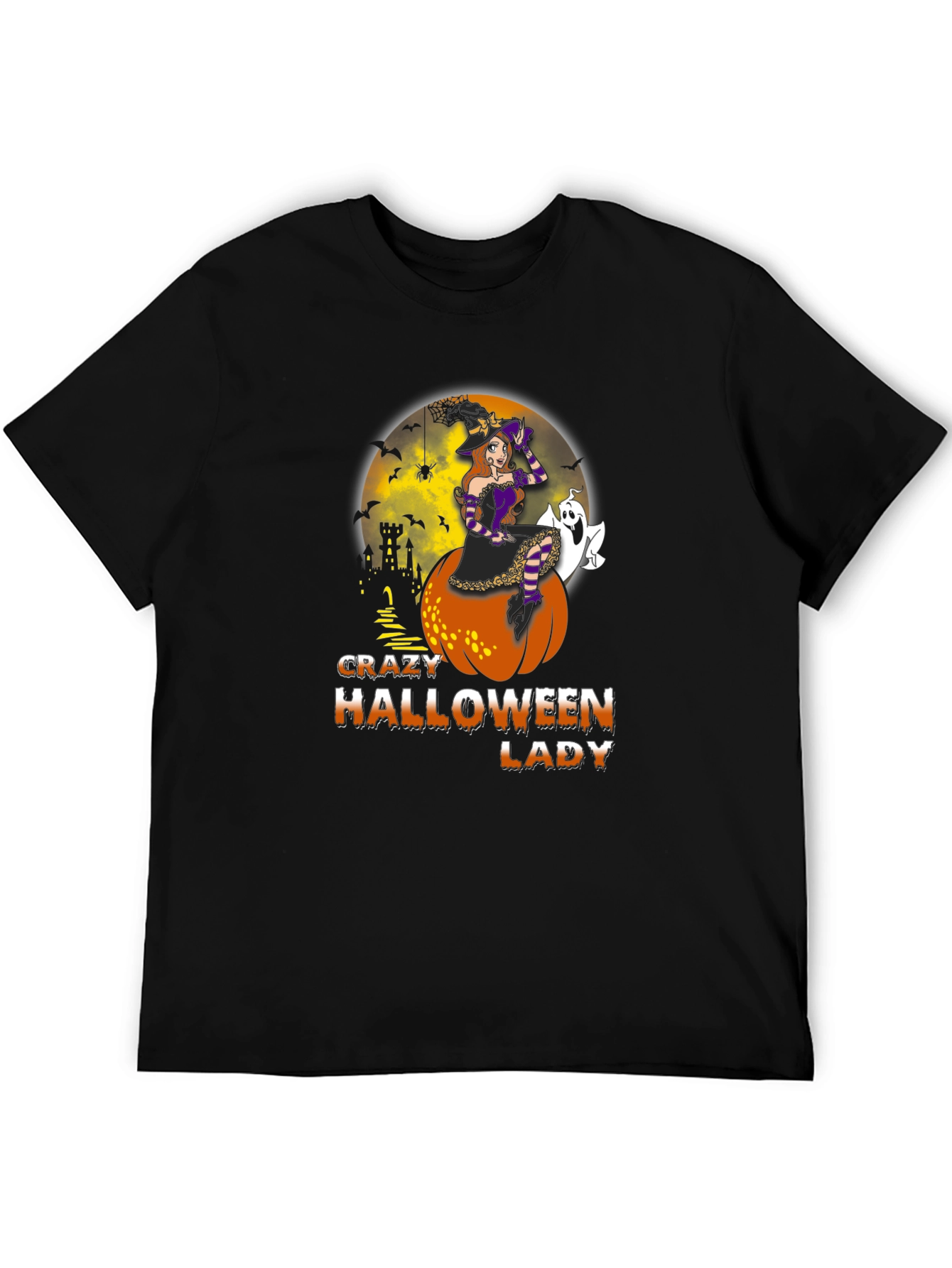 Crazy Halloween Lady Graphic Tee