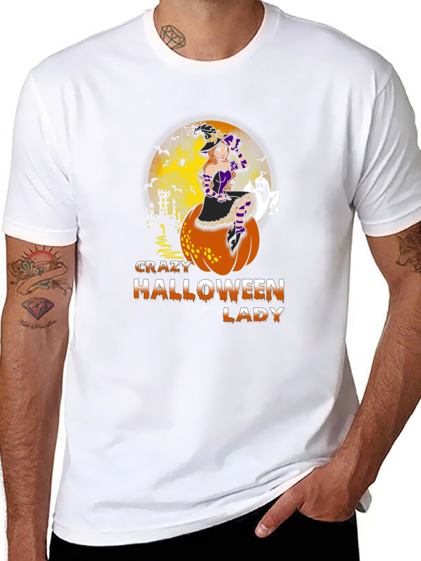 Crazy Halloween Lady Graphic Tee