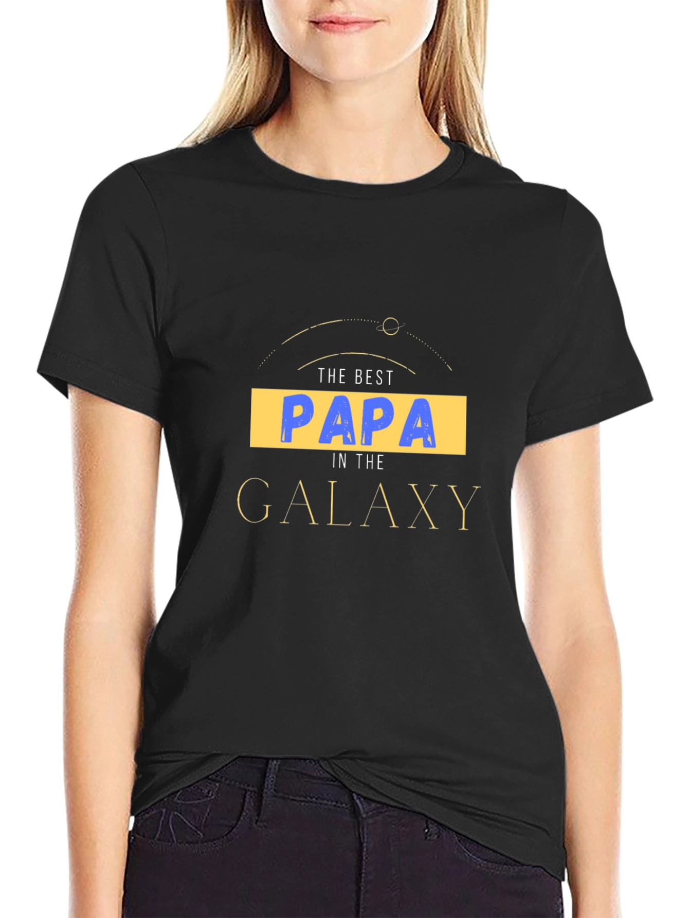 Best Papa in the Galaxy Black T-Shirt