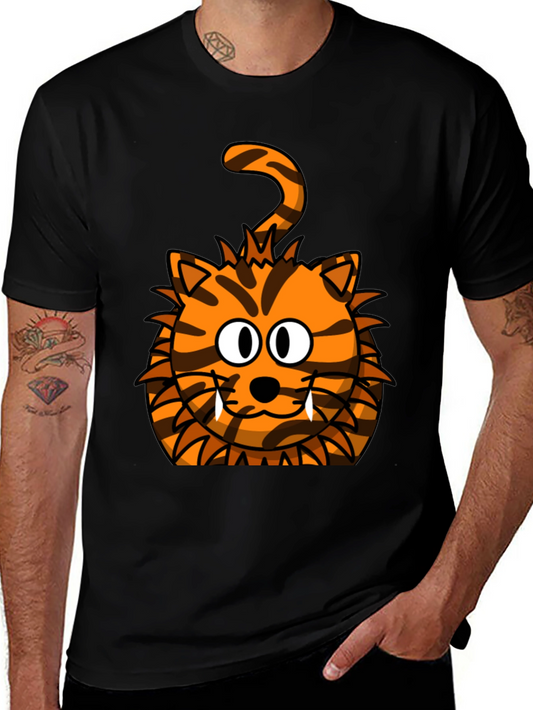 Cartoon Tiger Graphic Black T-Shirt