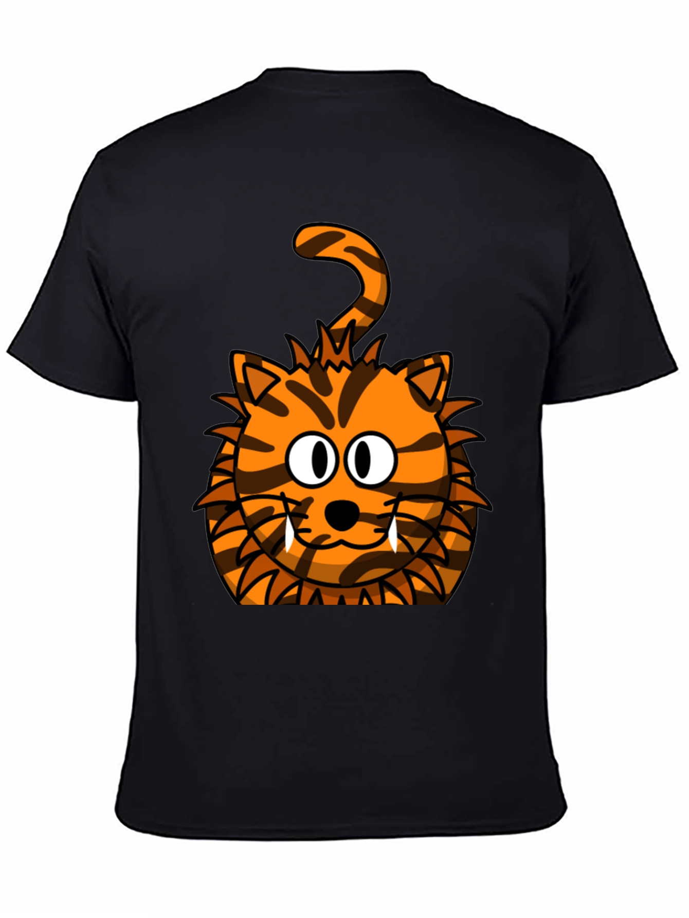 Cartoon Tiger Graphic Black T-Shirt