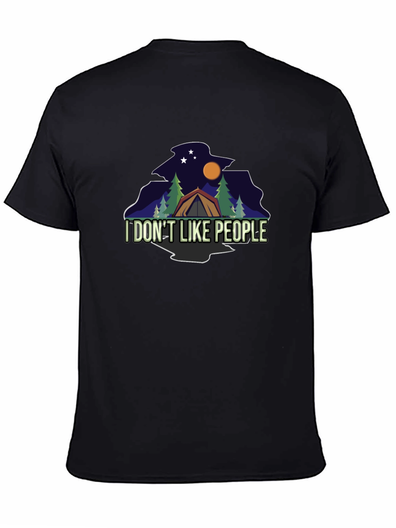 I DONT LIKE PEOPLE Camping Black T-Shirt