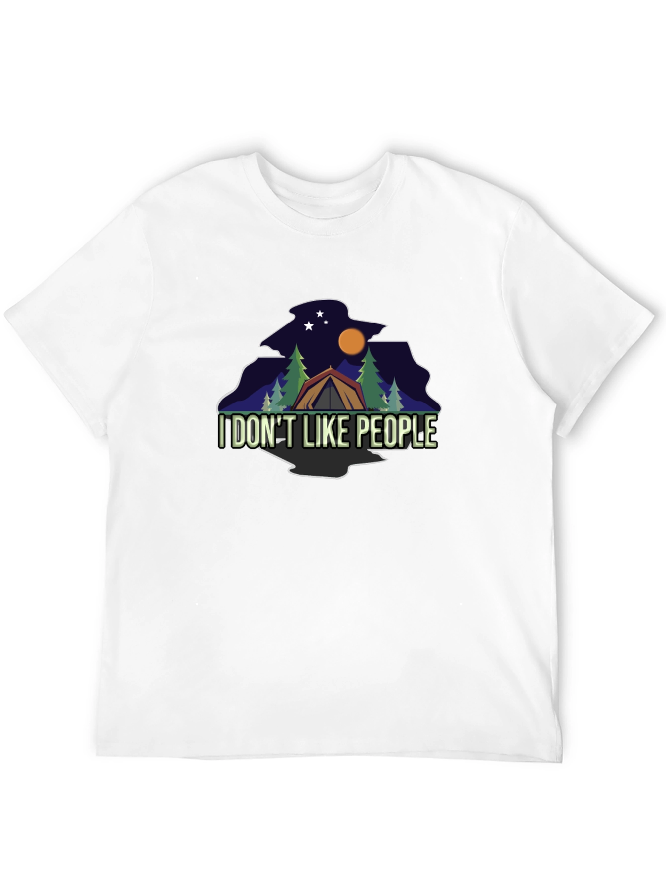 I DONT LIKE PEOPLE Camping Black T-Shirt
