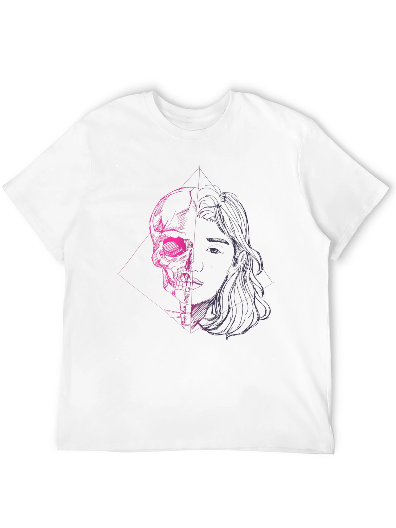 Skull & Portrait Graphic Black T-Shirt