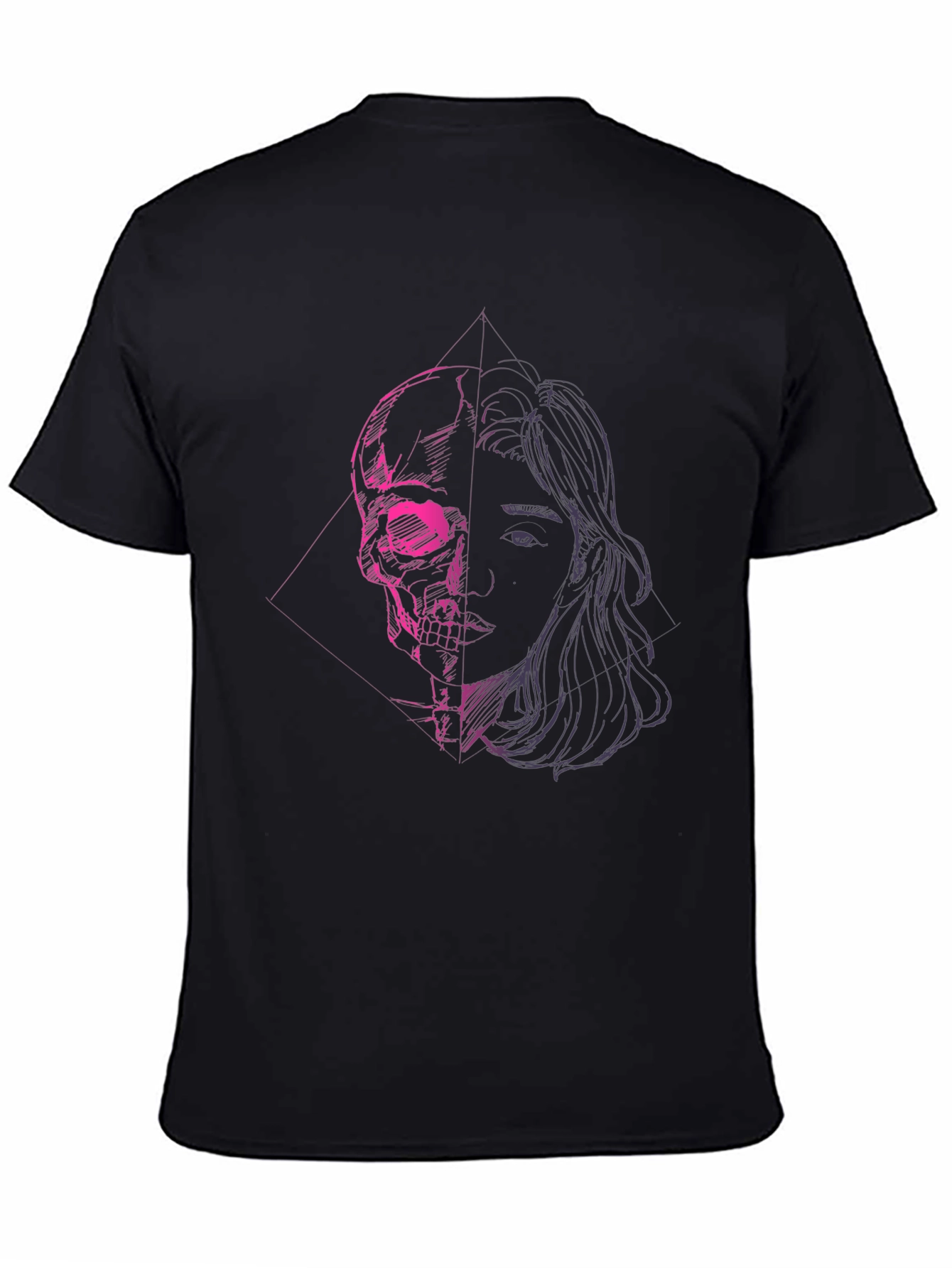 Skull & Portrait Graphic Black T-Shirt