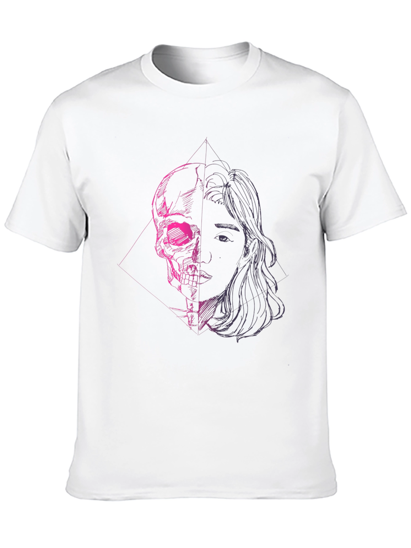 Skull & Portrait Graphic Black T-Shirt