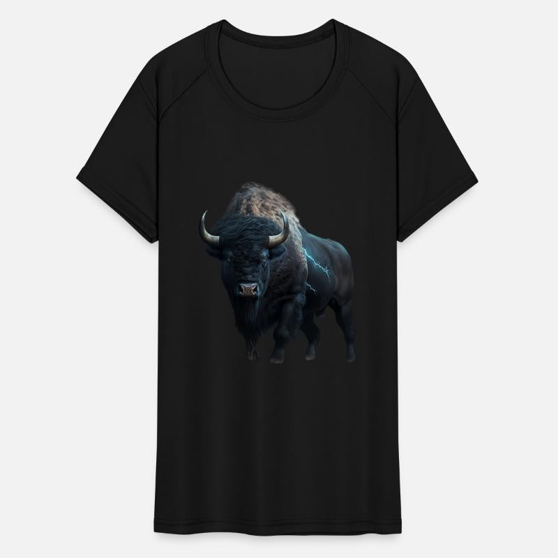 Majestic bison black with lightning bolts buffalo