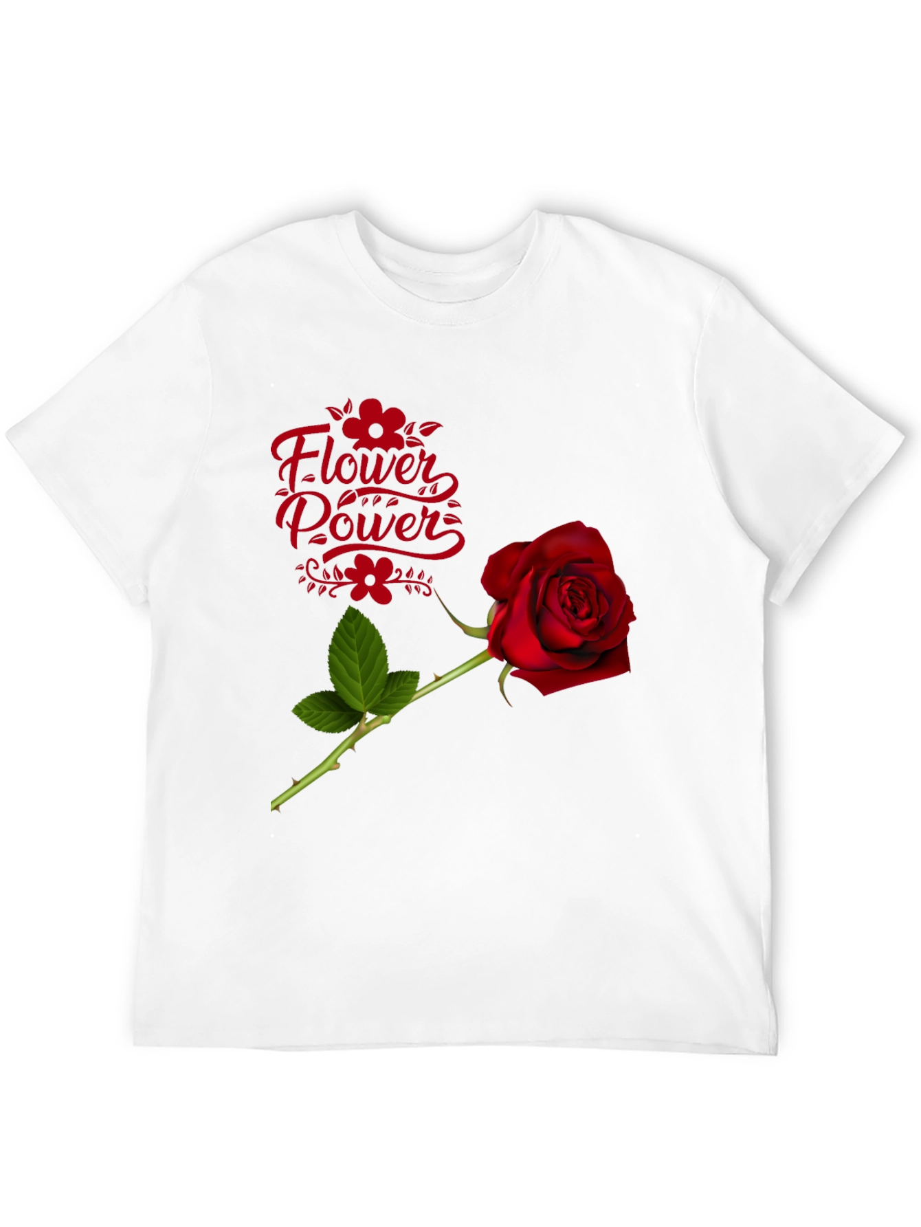 Flower Power Rose Graphic Black T-Shirt
