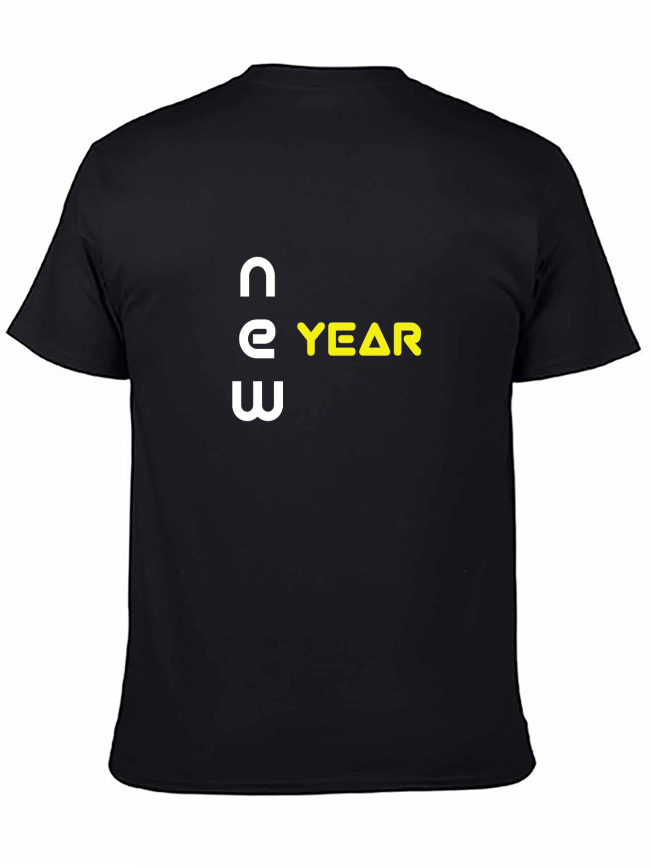 New Year Graphic T-Shirt - Black Crew Neck