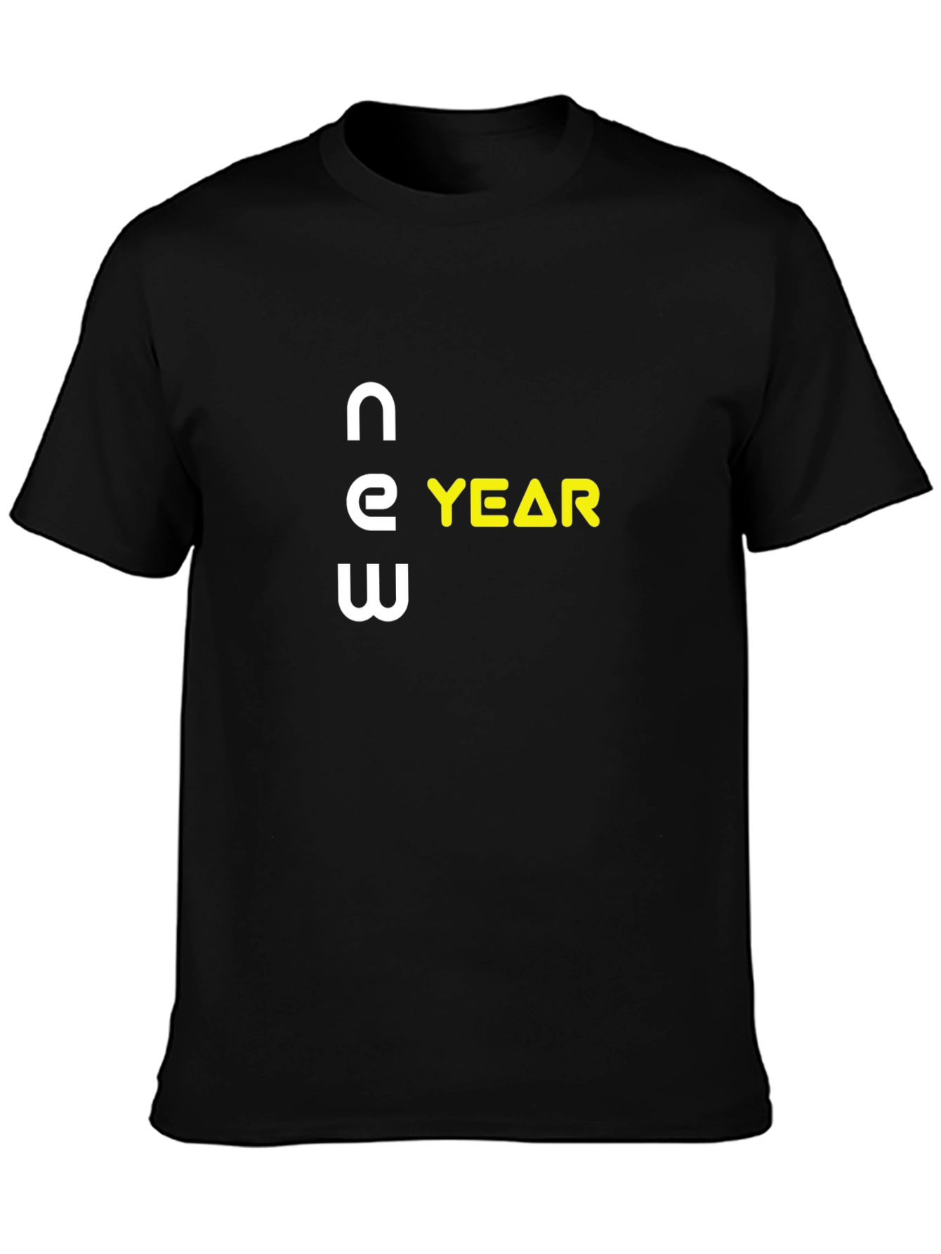 New Year Graphic T-Shirt - Black Crew Neck