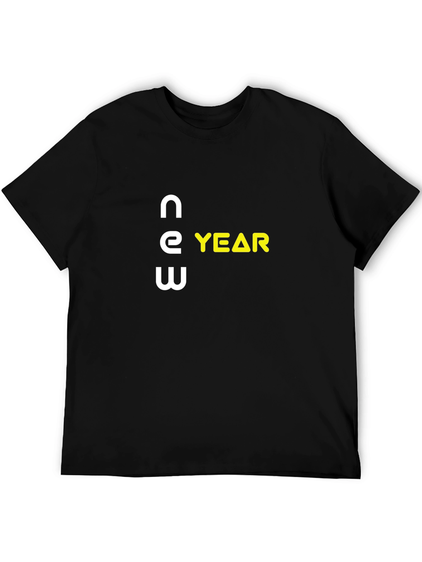 New Year Graphic T-Shirt - Black Crew Neck