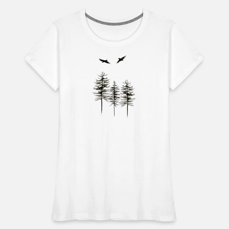 Minimalist Of Spruces And Bird Graphic Tee