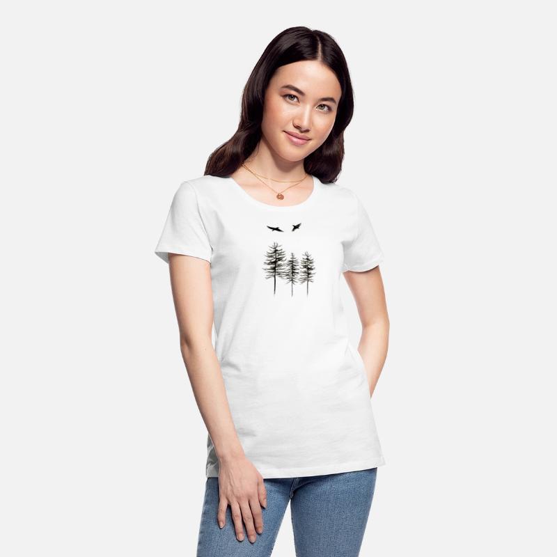 Minimalist Of Spruces And Bird Graphic Tee