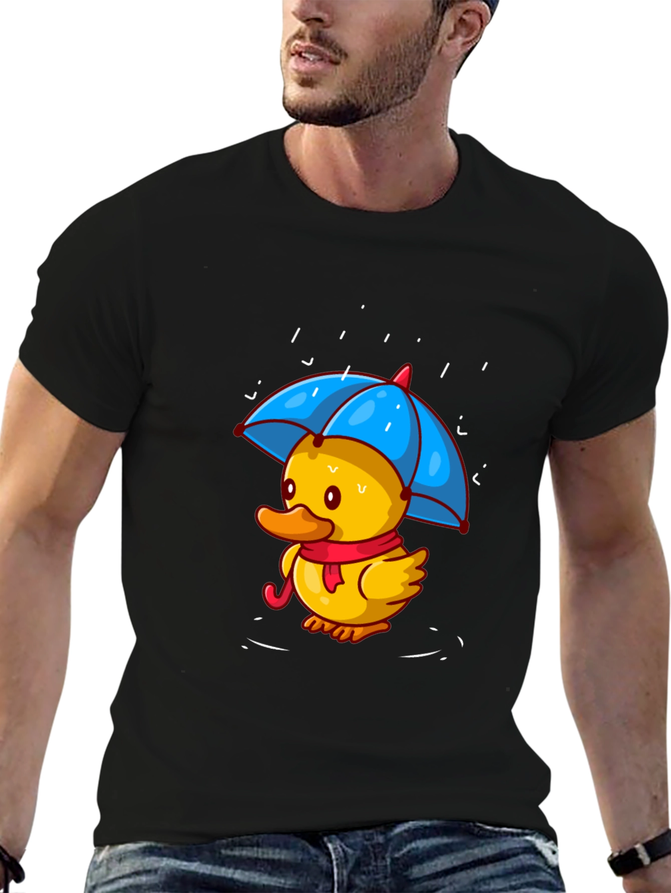 Duck Under Umbrella Black T-Shirt