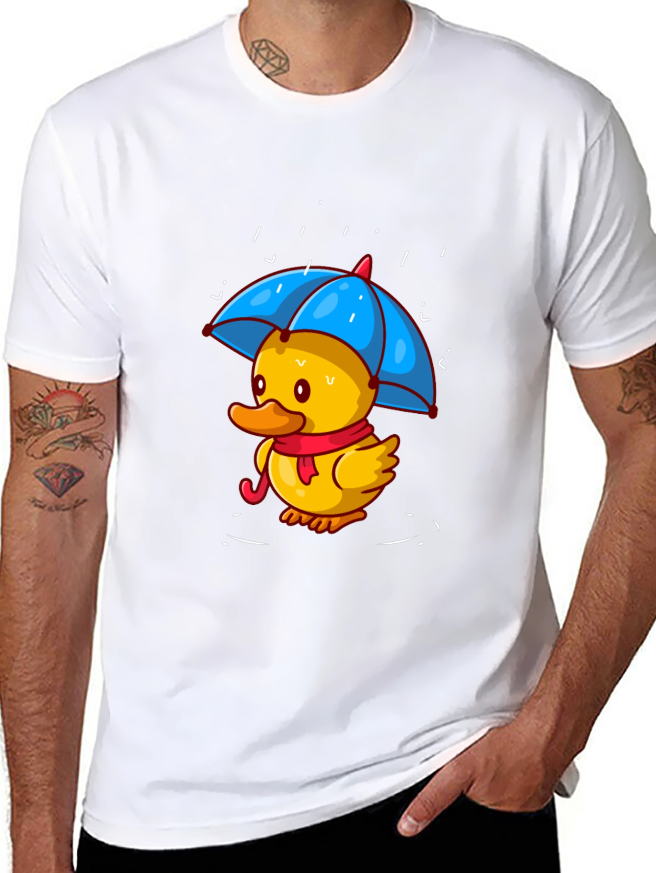 Duck Under Umbrella Black T-Shirt