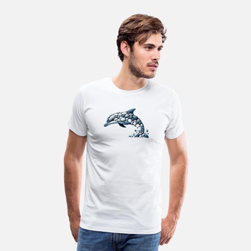 Monochrome Leap - Stone Mosaic Dolphin