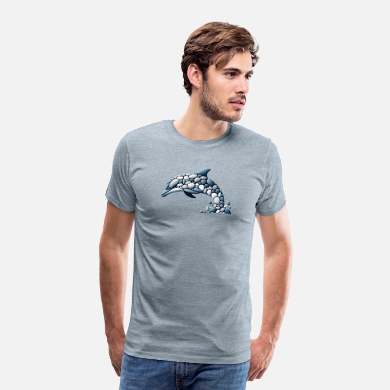Monochrome Leap - Stone Mosaic Dolphin