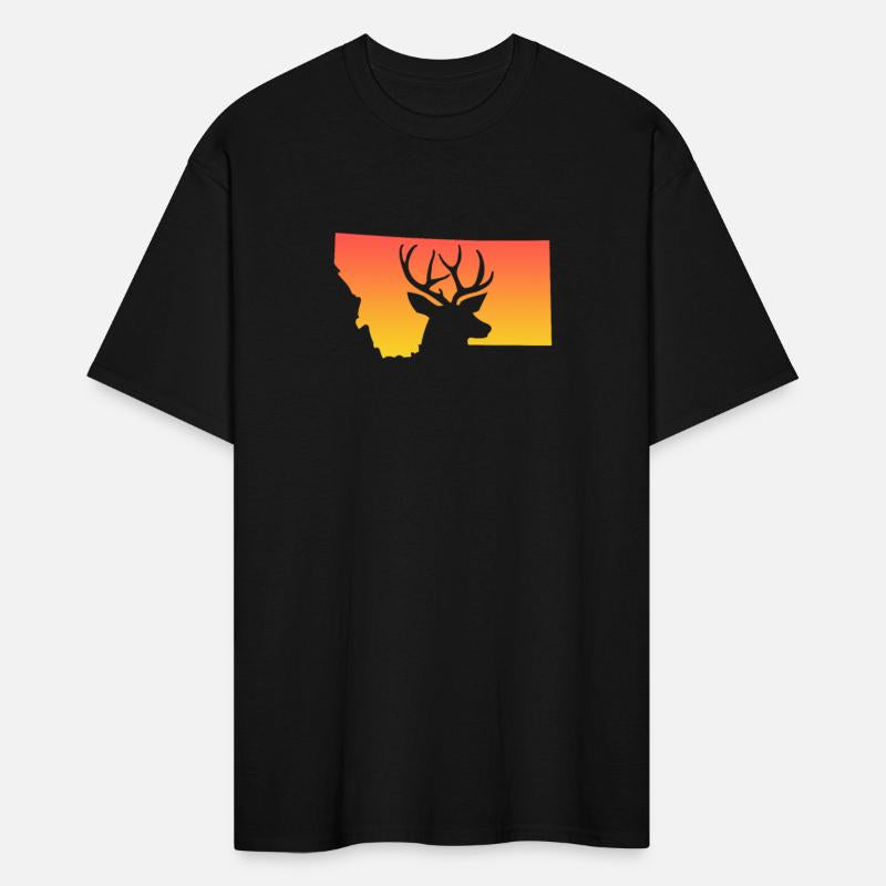 Montana Map Deer Sunset