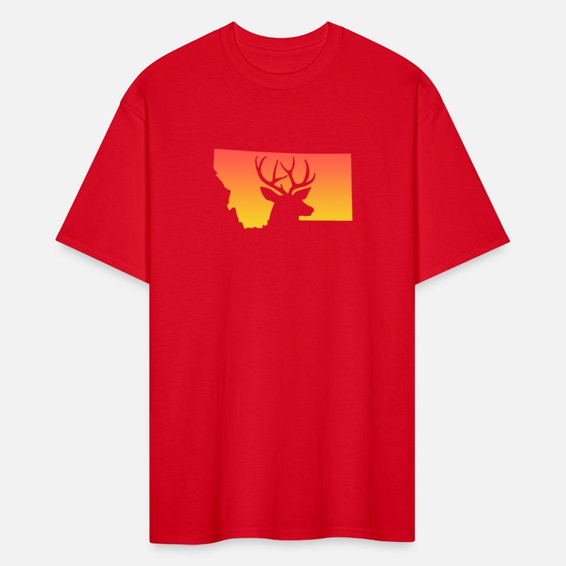 Montana Map Deer Sunset