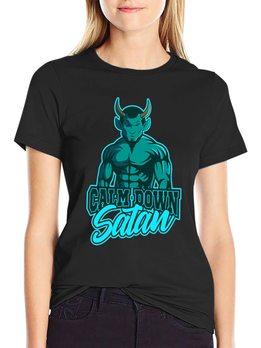 Calm Down Satan T-Shirt: Funny Graphic Tee for Men