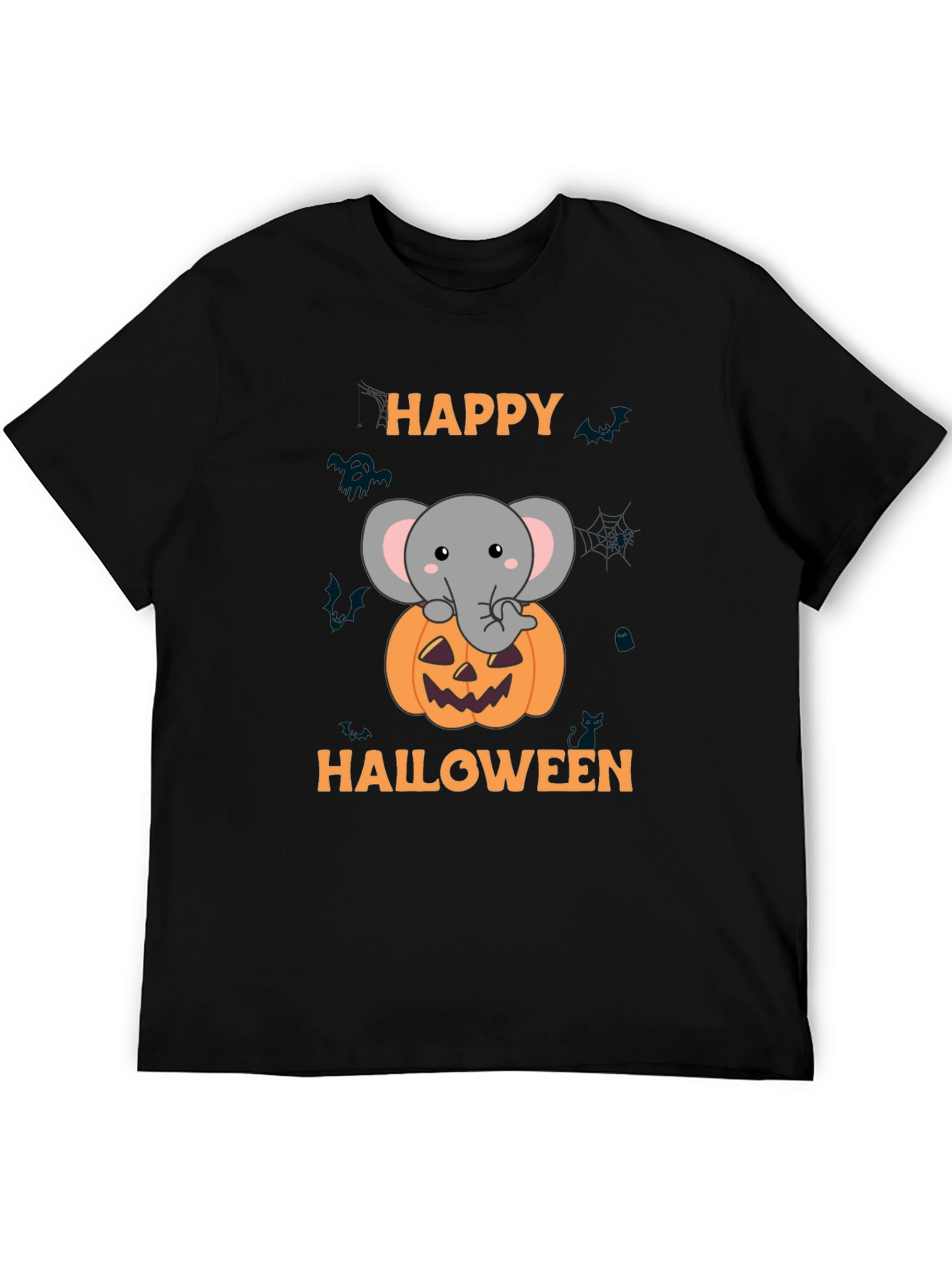 Happy Halloween Elephant Pumpkin Graphic T-Shirt