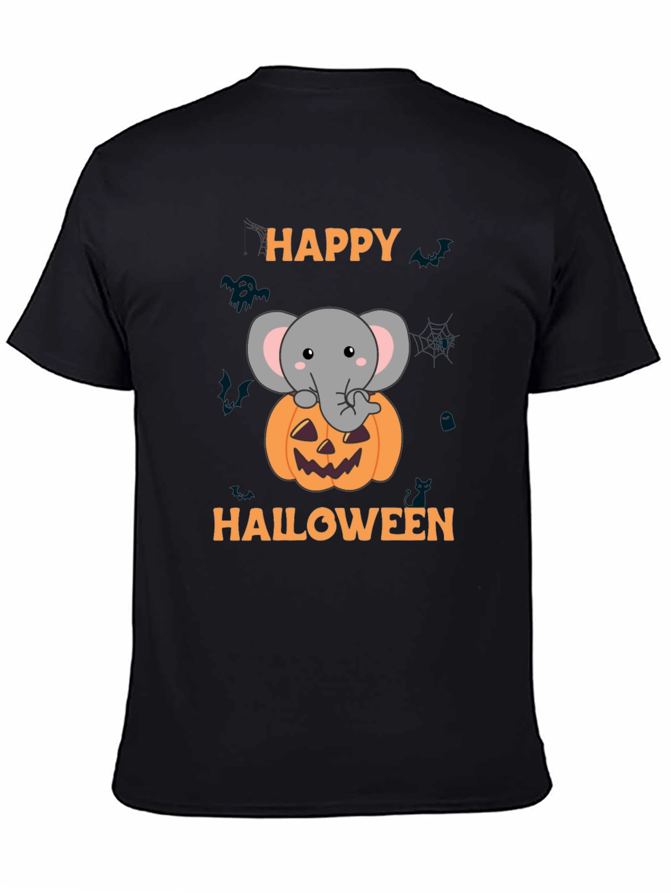 Happy Halloween Elephant Pumpkin Graphic T-Shirt