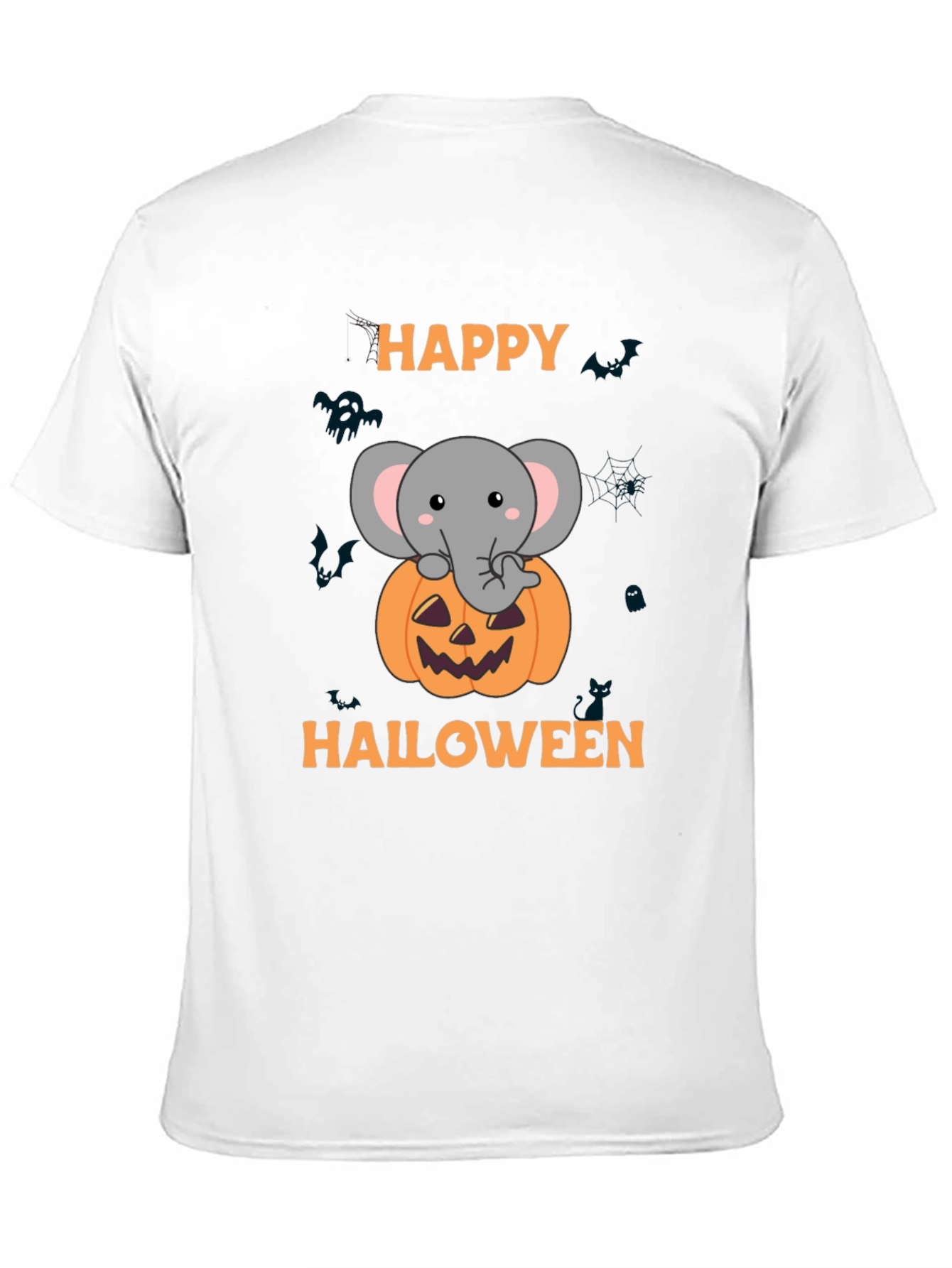 Happy Halloween Elephant Pumpkin Graphic T-Shirt