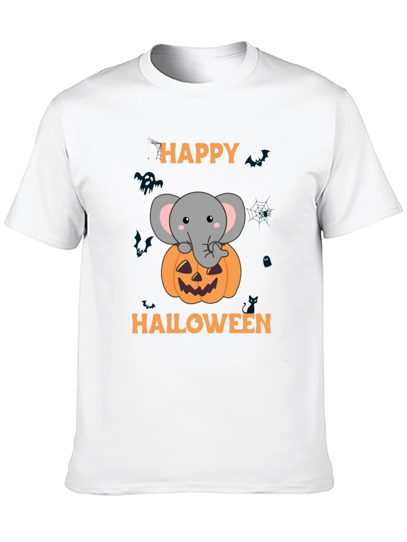 Happy Halloween Elephant Pumpkin Graphic T-Shirt