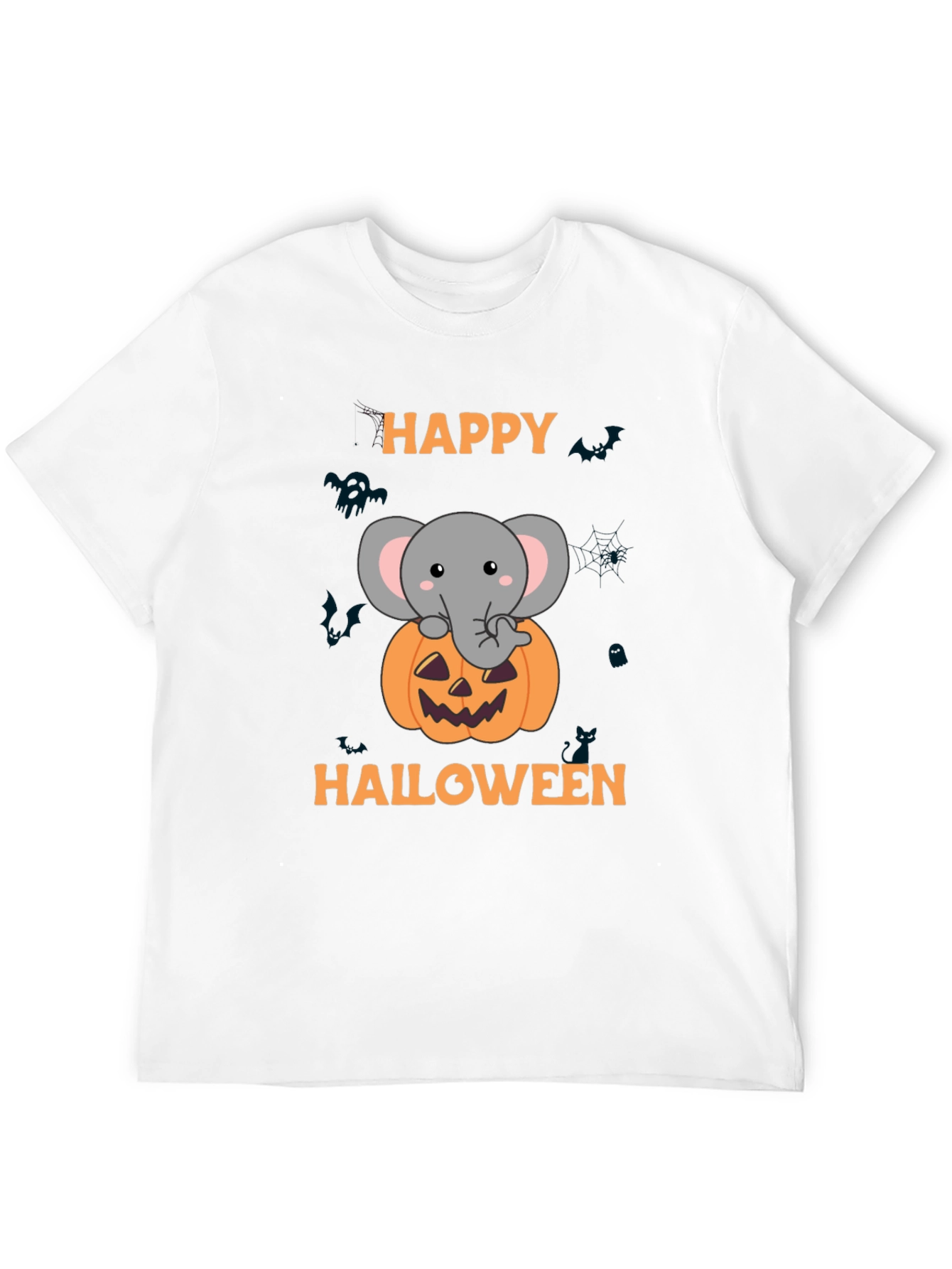 Happy Halloween Elephant Pumpkin Graphic T-Shirt