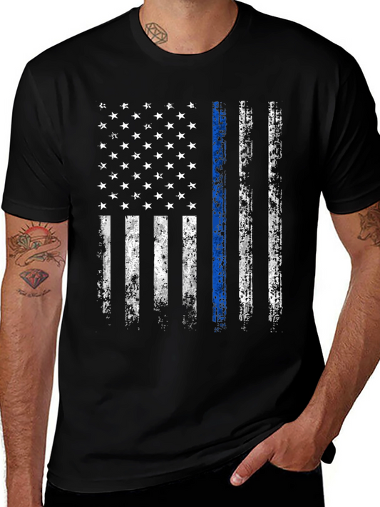 Thin Blue Line American Flag T-Shirt