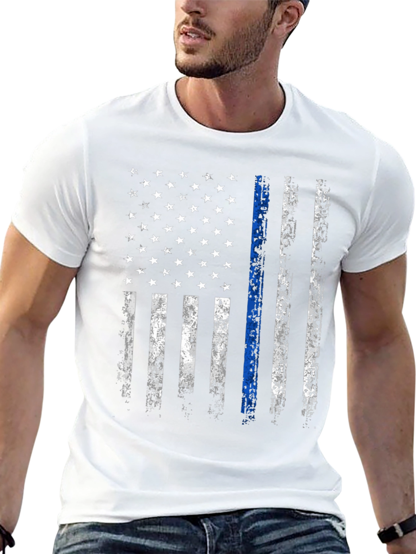 Thin Blue Line American Flag T-Shirt