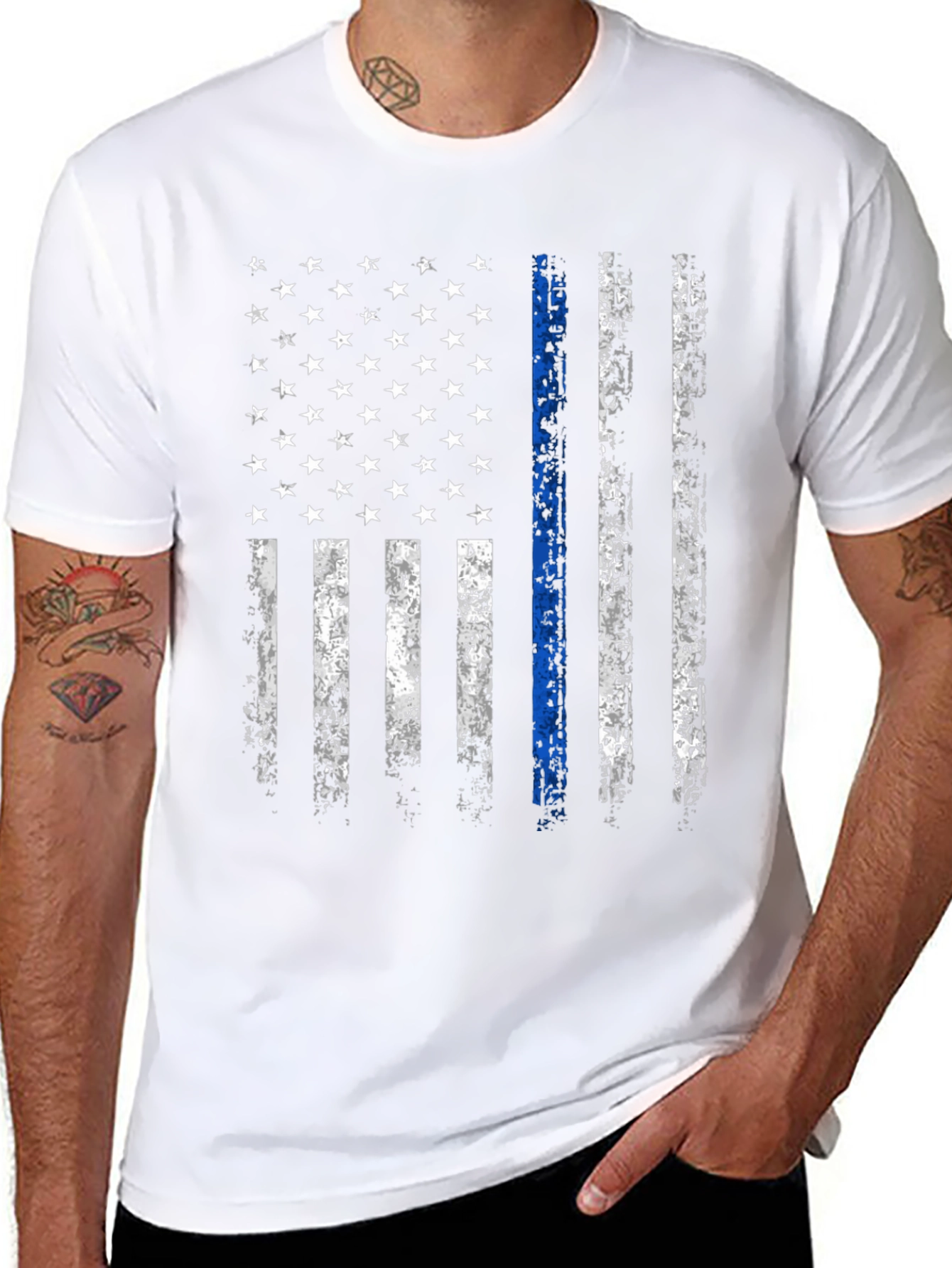 Thin Blue Line American Flag T-Shirt