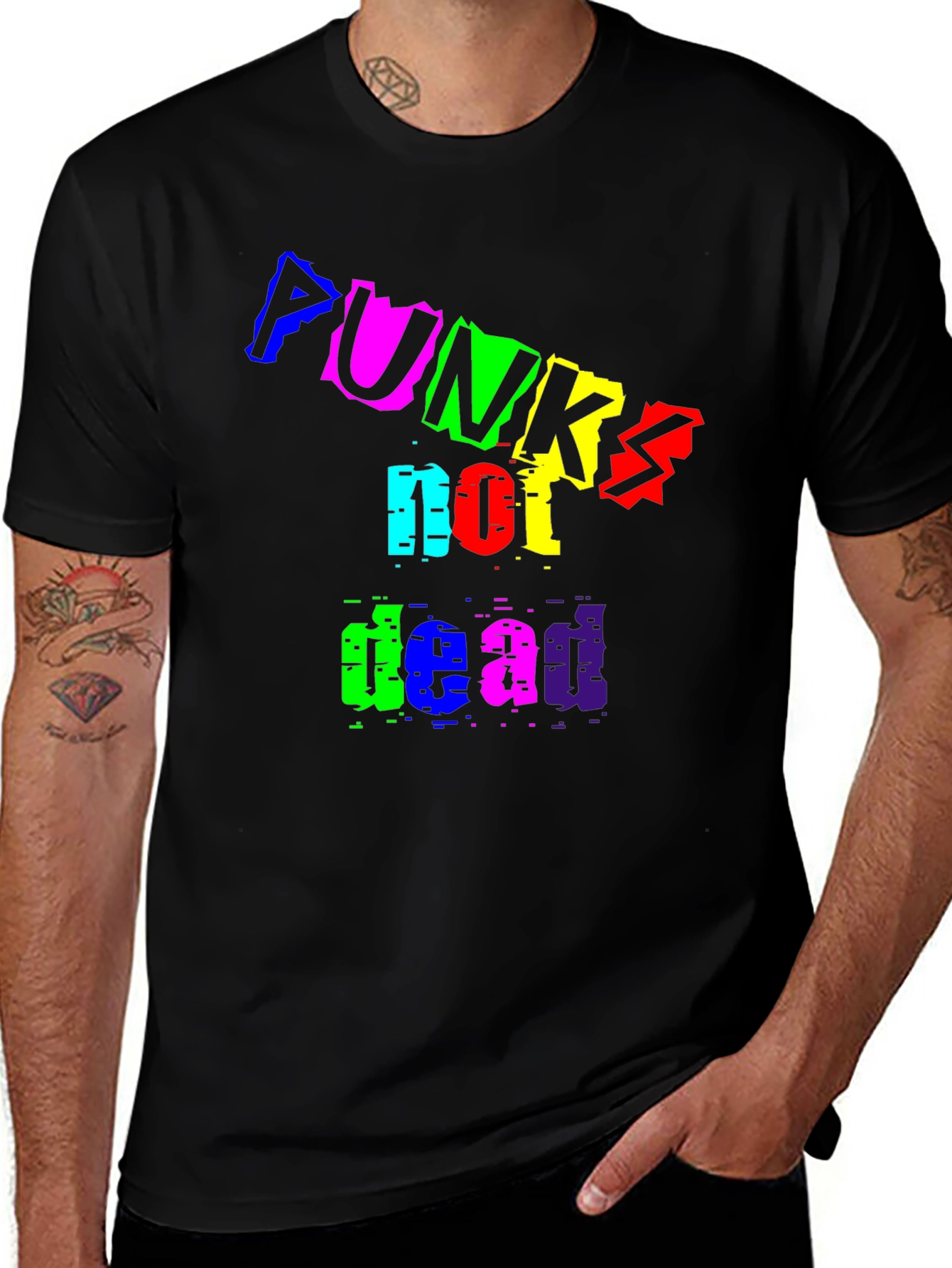 Punks Not Dead Black Graphic T-Shirt