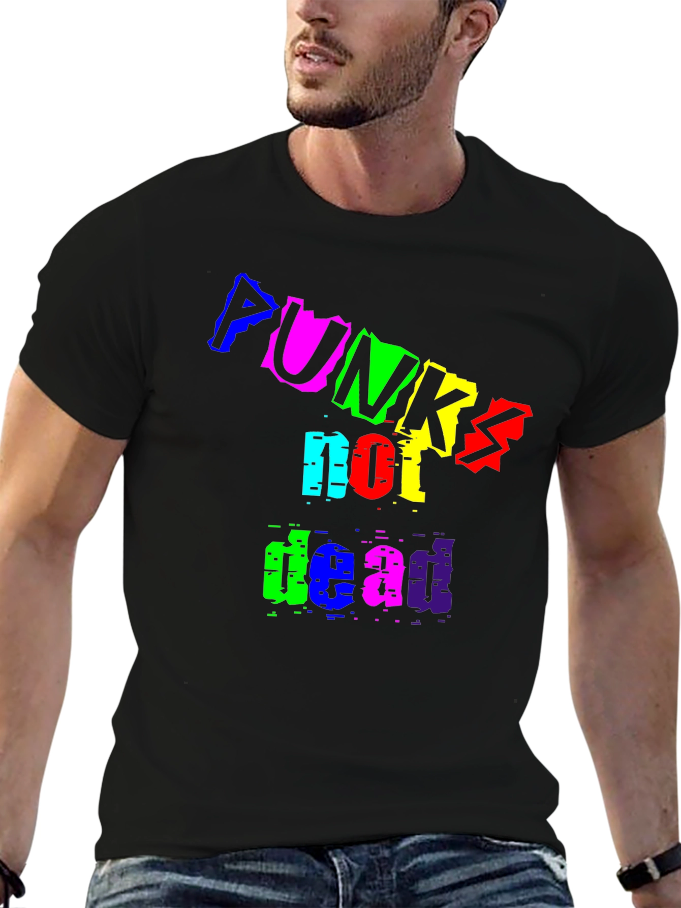 Punks Not Dead Black Graphic T-Shirt