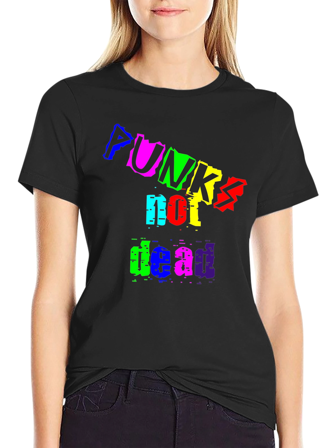Punks Not Dead Black Graphic T-Shirt