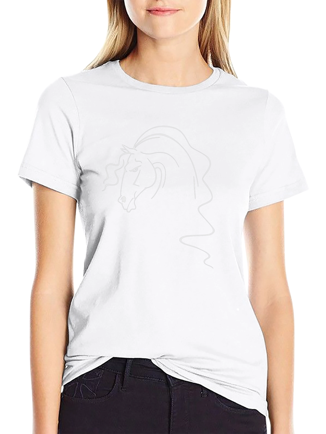 Horse Head Outline Black T-Shirt