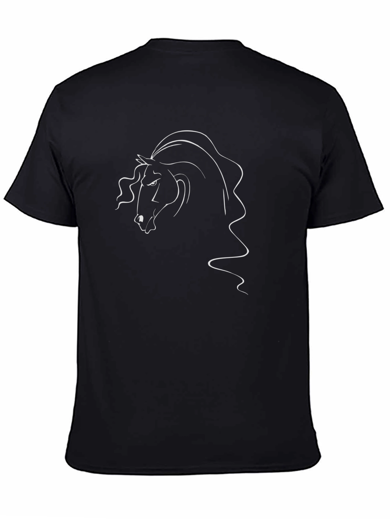 Horse Head Outline Black T-Shirt