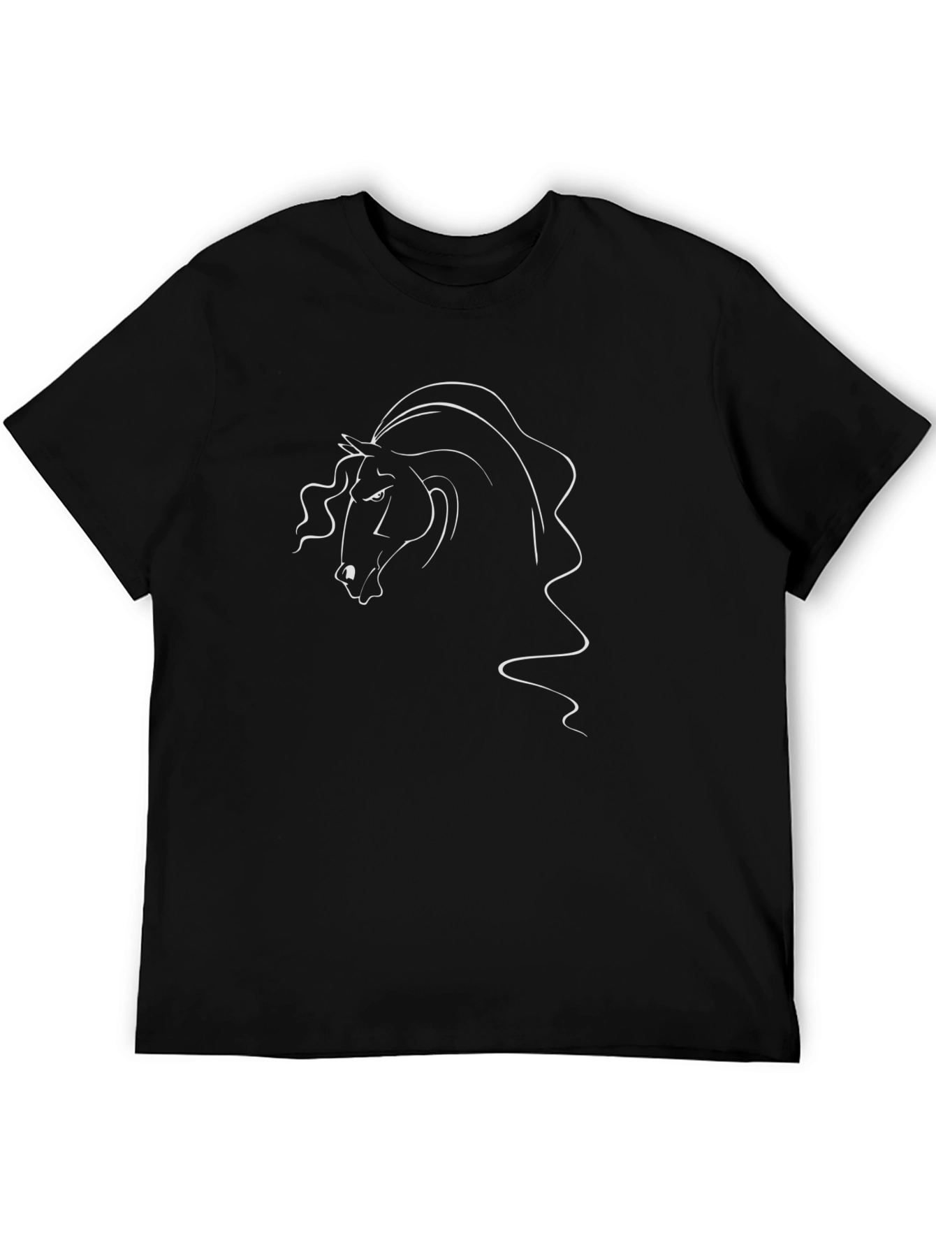 Horse Head Outline Black T-Shirt