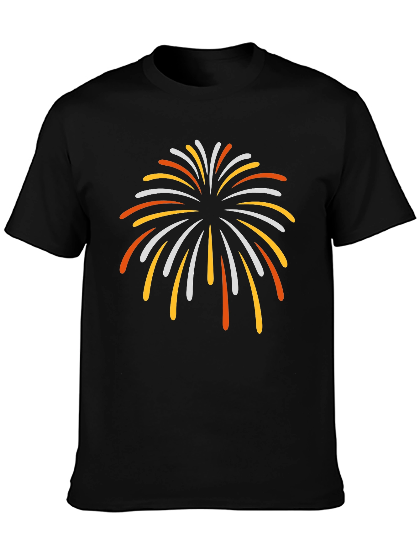 Festive Fireworks Graphic Tee - Black Cotton Blend