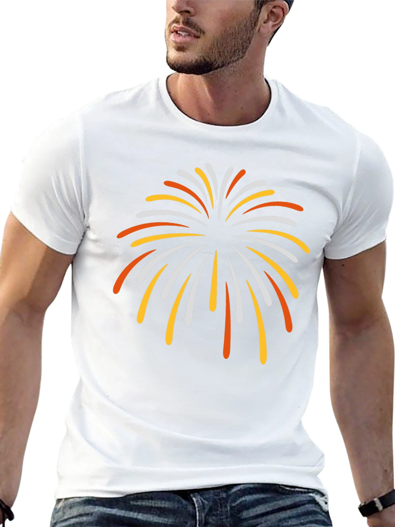 Festive Fireworks Graphic Tee - Black Cotton Blend