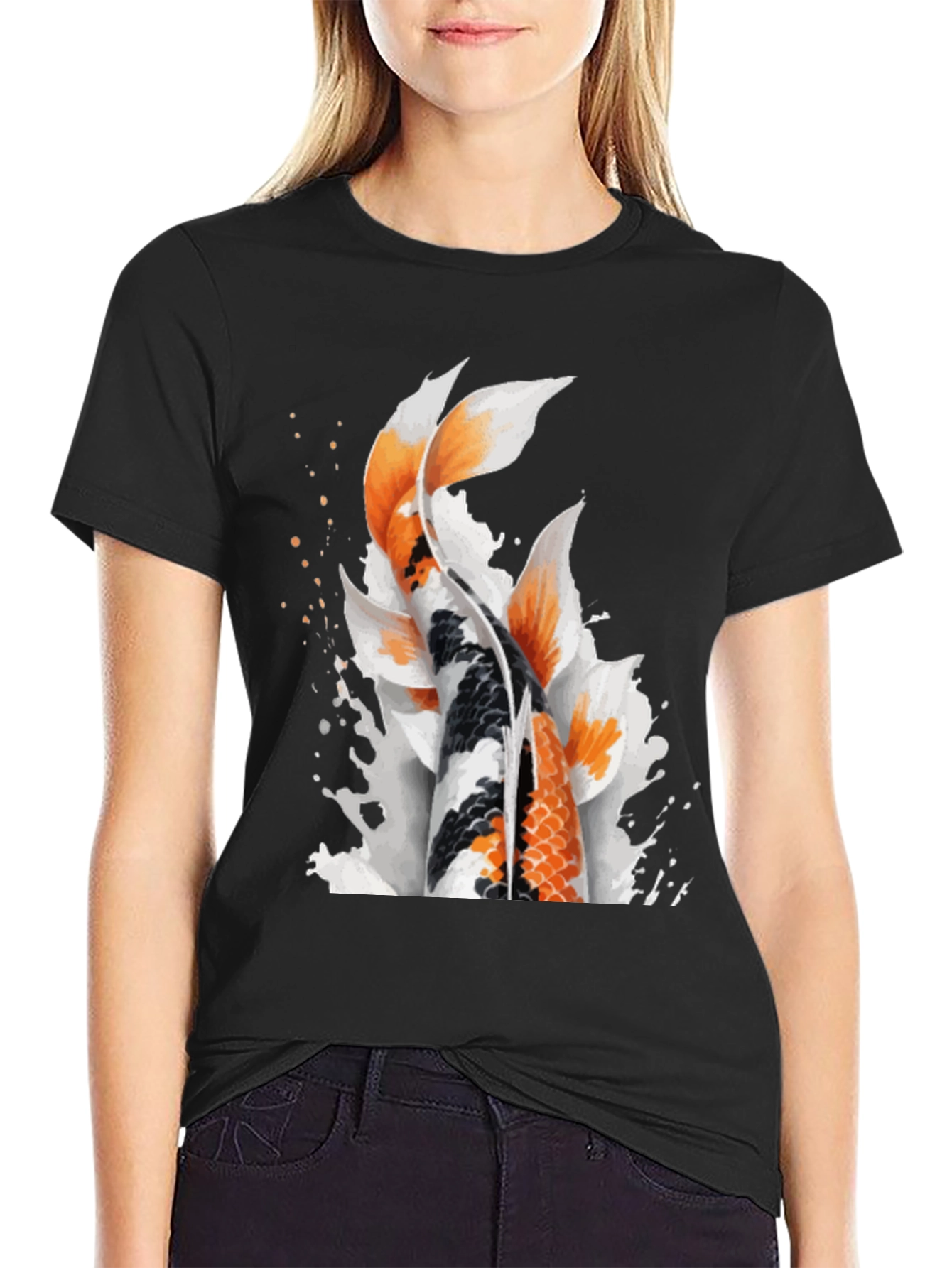 Koi Fish Graphic Black T-Shirt