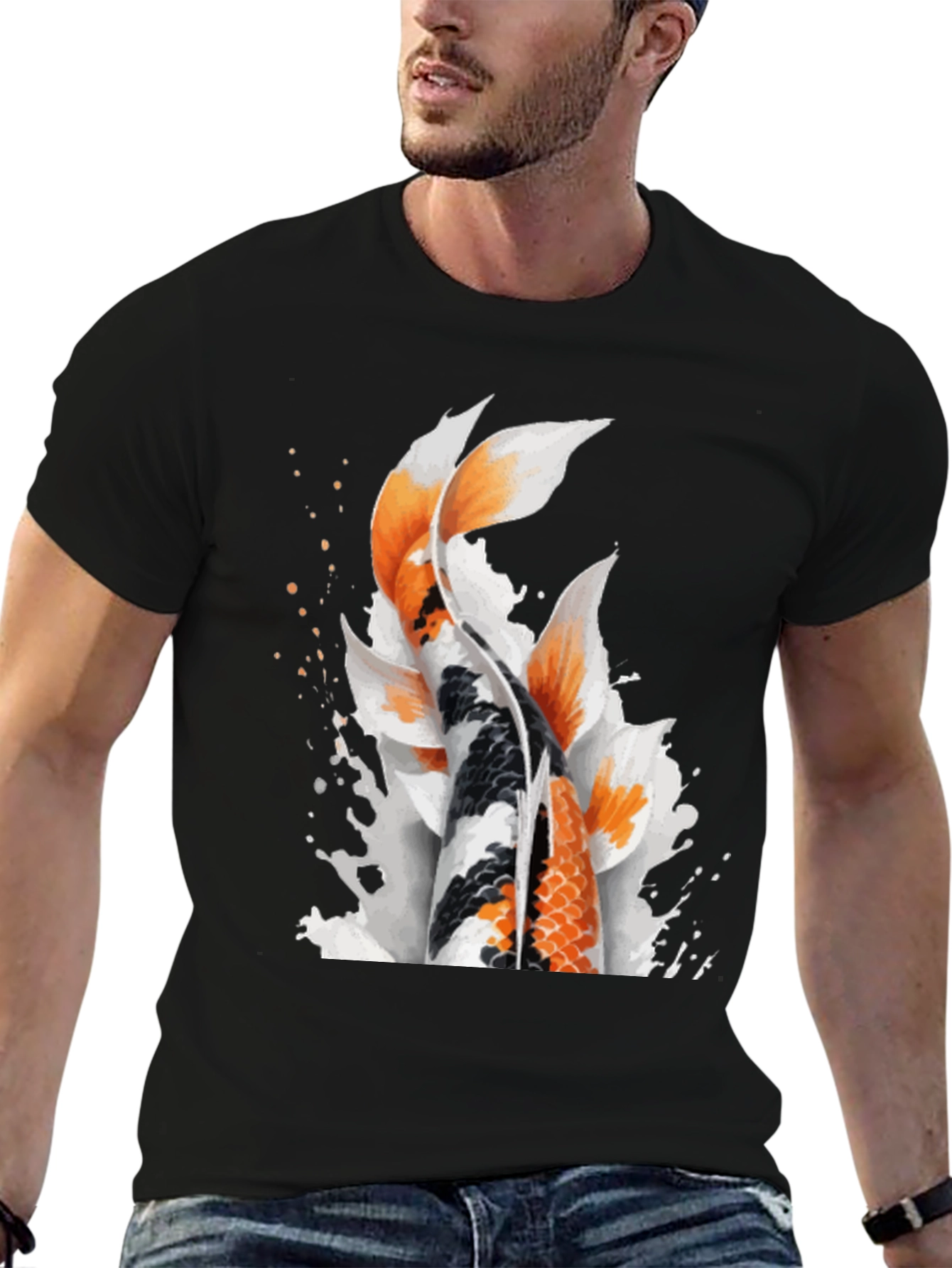 Koi Fish Graphic Black T-Shirt