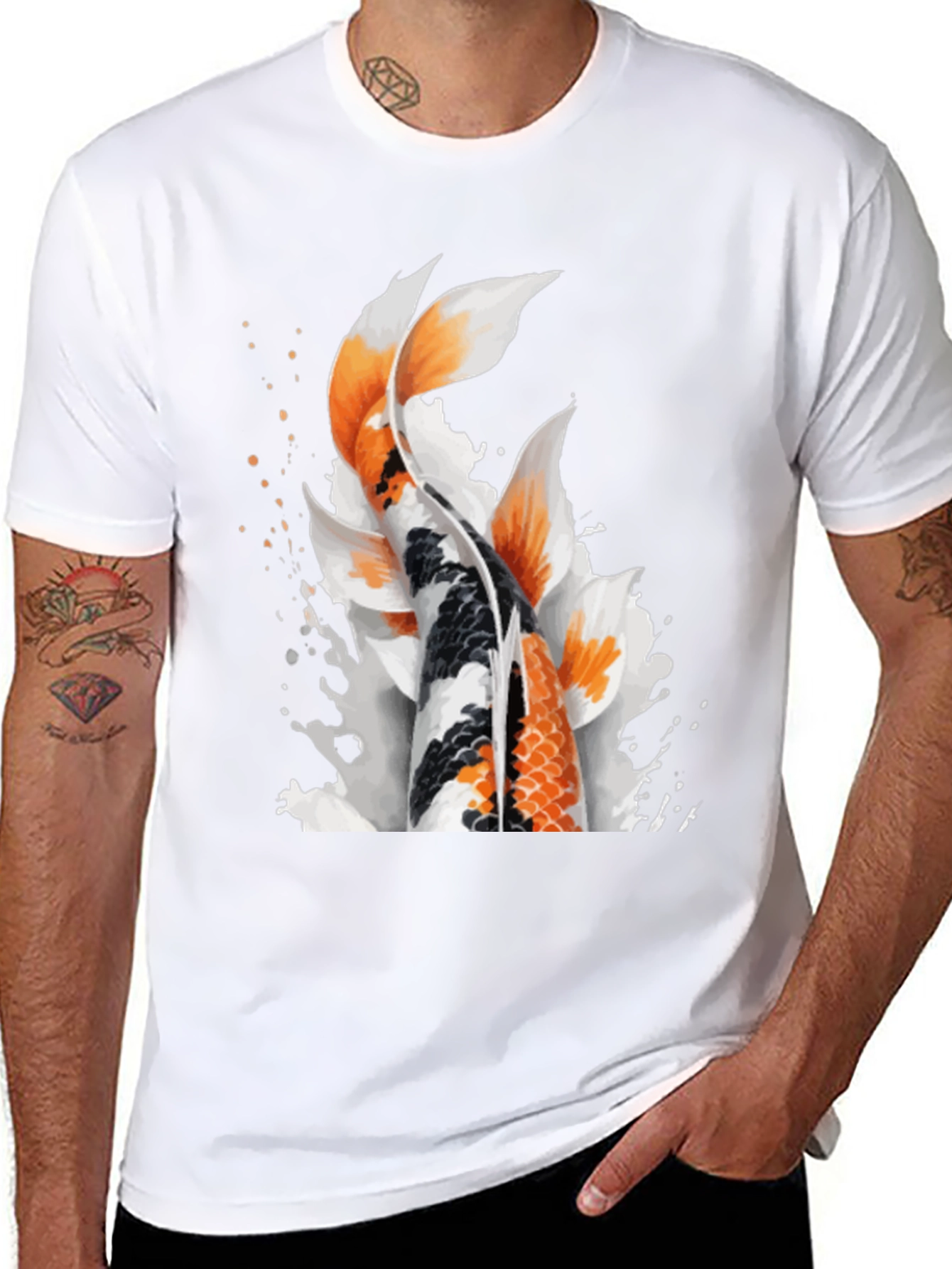 Koi Fish Graphic Black T-Shirt