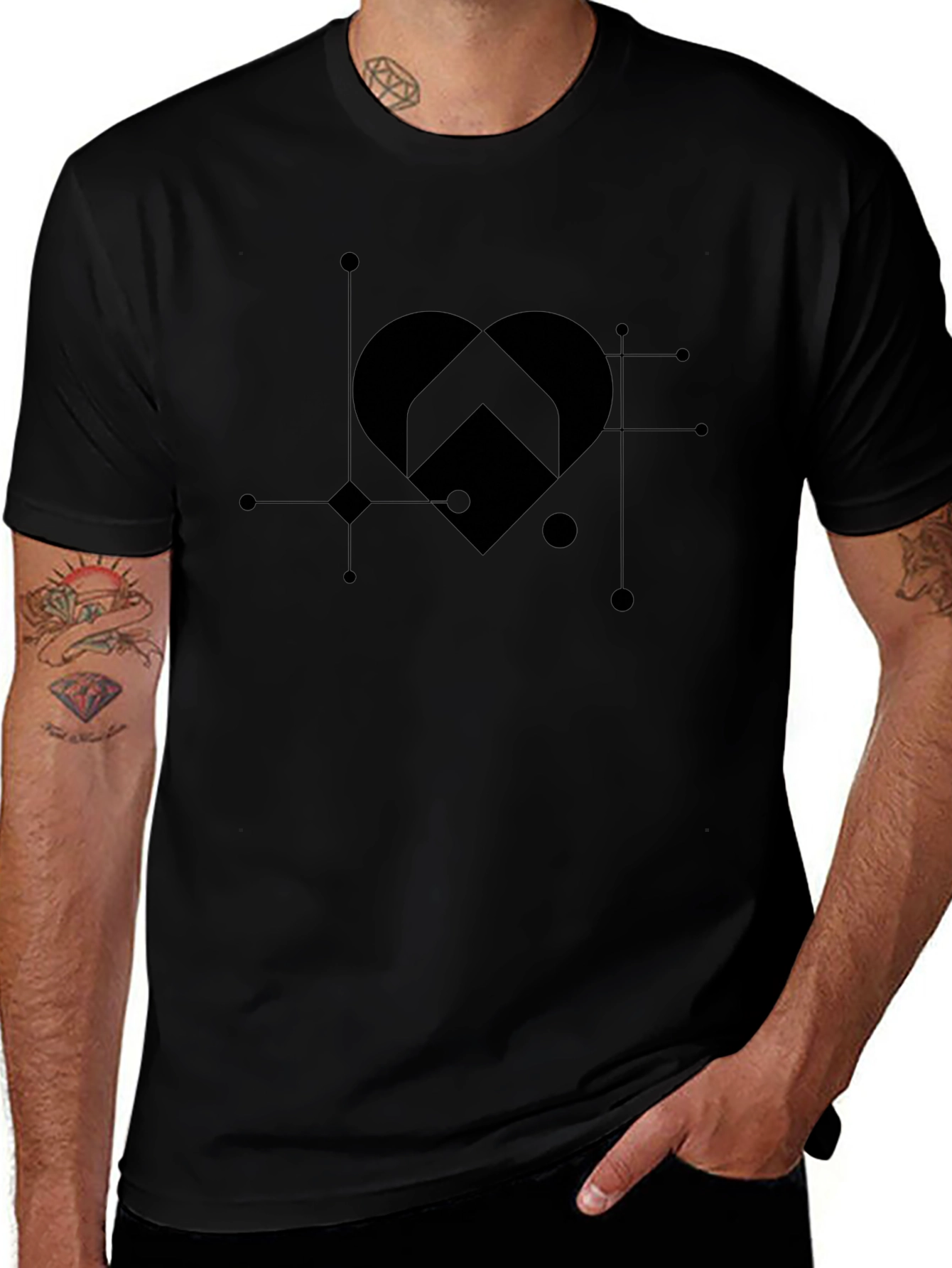 Geometric Heart Graphic Tee - Modern Style