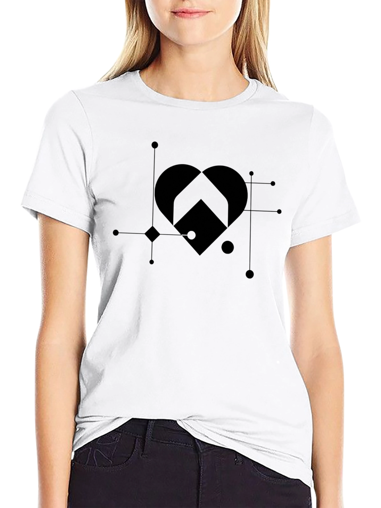 Geometric Heart Graphic Tee - Modern Style